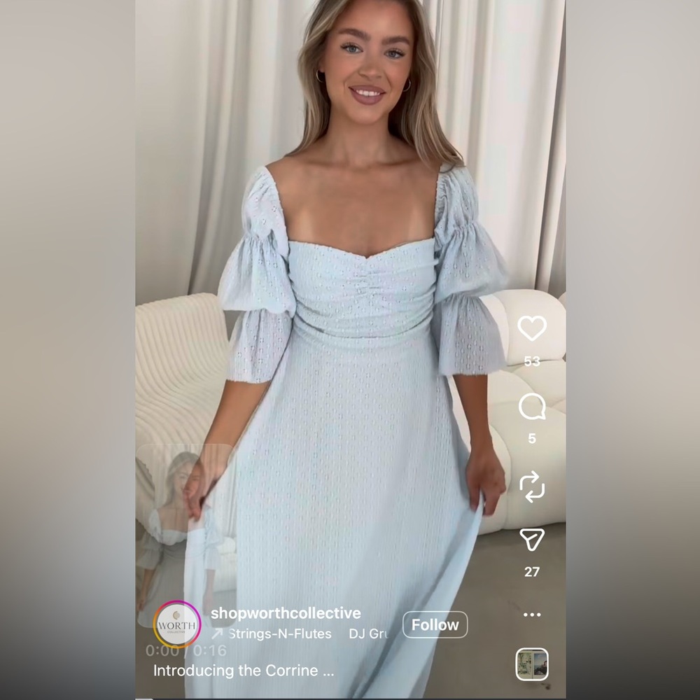 Corrine Tiered Sleeve Maxi Dress in Baby Blue